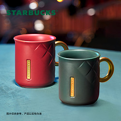 STARBUCKS 星巴克 杯子330ml经典红绿斜格纹款马克杯时尚简约陶瓷办公桌面杯