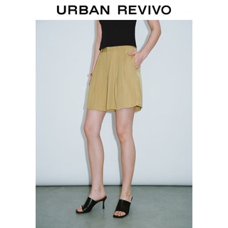 URBAN REVIVO 女士简约百搭利落通勤宽松西装短裤 UWG640057 卡其绿 S