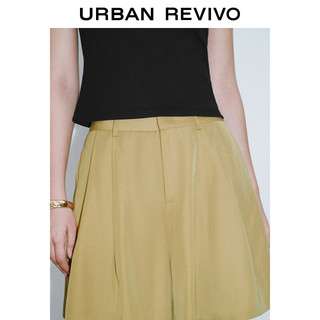 URBAN REVIVO 女士简约百搭利落通勤宽松西装短裤 UWG640057 卡其绿 S