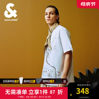 杰克·琼斯（JACK&JONES）达芬奇联名夏衣身满印字母刺绣罗文圆领短袖T恤男装224201206 A06雪白色 165/88A/XS
