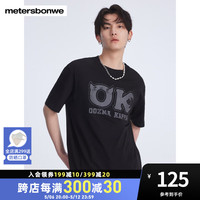 美特斯邦威皮克斯系列T恤男2024夏季字母印花短袖装上衣 影黑 165/S