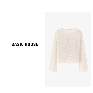 Basic House/X百家好东方韵经典蕾丝气质显瘦法式衬衫B0624H5X102 白色 S85-100斤