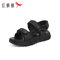 红蜻蜓沙滩鞋2024夏季男士厚底魔术贴户外凉鞋 WTT24005黑色38