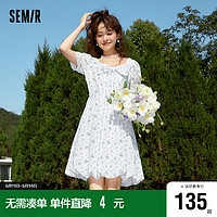 Semir 森马 [万华录]森马连衣裙女蝴蝶结少女感2023夏新款仙女肌理碎花风