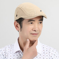 湿红妆 中老年人帽子男士鸭舌帽春秋老头帽爸爸帽休闲前进帽夏天老人帽男布帽可调节 湿红妆 米色 可调节