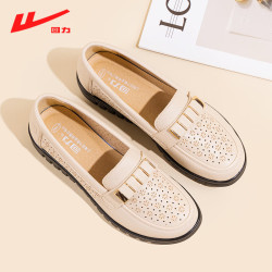 鞋_warrior 回力 女鞋闰月鞋春秋款皮鞋软底中老年舒适女单鞋平底工作