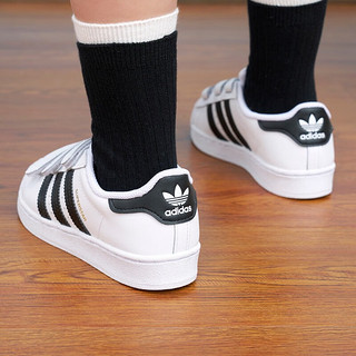 阿迪达斯 （adidas）童鞋SUPERSTAR亲子魔术贴板鞋小白鞋子男女小童 白/一号黑/金 33码 200mm