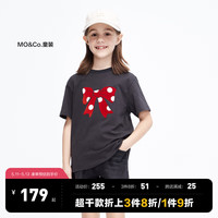 little MO&Co.抑菌 little moco童装女童纯棉蝴蝶结短袖T恤KBC3TEE034 深灰色2 150/68