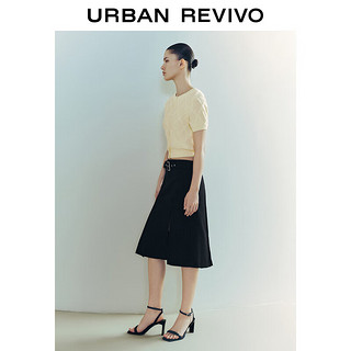 URBAN REVIVO 女法式优雅立体菱格肌理感针织开衫UWU940151 米黄 S