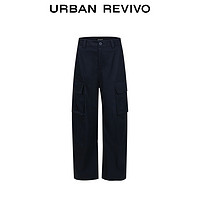 URBAN REVIVO 女装时尚休闲工装风口袋棉质宽腿裤UWJ640021