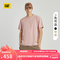 CAT卡特24夏季男经典微落肩全棉简约小logo印花美式短袖T恤 淡粉色 S