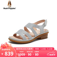 暇步士（Hush Puppies）凉鞋女士粗跟一字带罗马百搭沙滩鞋N3V06BL4