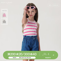 马克珍妮 marc & janie2024年夏装新款 女童时尚条纹挂脖背心 240608
