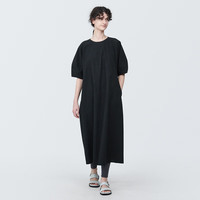 無印良品 MUJI（無印良品 ）女式 凉感平纹套头短袖连衣裙女装裙子长裙