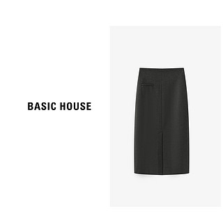 Basic House/百家好秋季小A字裙型显瘦纯色半裙B0623H5H382 灰色 L115-125斤