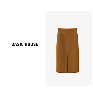 Basic House/百家好秋季小A字裙型显瘦纯色半裙B0623H5H382 焦糖色 M100-115斤