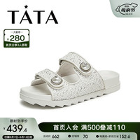 他她(TATA)2024夏潮流百搭时尚休闲女拖鞋新款7WR16BT4