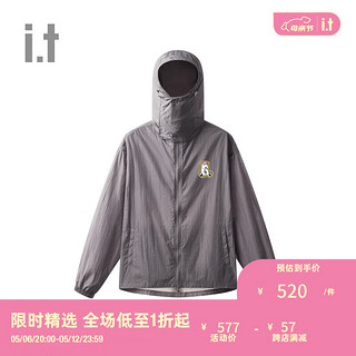 :CHOCOOLATE it 男装拉链连帽夹克2024春季休闲户外风M004880 GYX/中灰色 XL