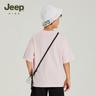 Jeep吉普童装儿童短袖T恤2024年夏季男女童洋气宽松运动休闲圆领上衣 樱花粉 170cm 【身高165-175】