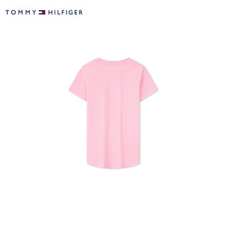 TOMMY HILFIGER 24春夏童装女纯棉简约印花字母圆领短袖T恤TH2212067 粉色006 4/110cm