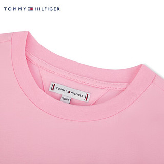 TOMMY HILFIGER 24春夏童装女纯棉简约印花字母圆领短袖T恤TH2212067 粉色006 4/110cm