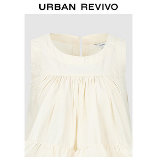 URBAN REVIVO 女士少女感多层荷叶边无袖衬衫 UWL240037 象牙白 XS