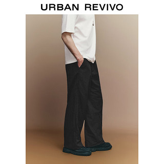 URBAN REVIVO 夏季男装时尚休闲肌理感格纹宽松直筒裤 UML640049 正黑 29