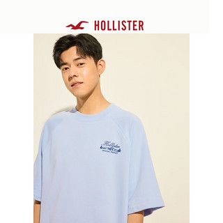 HOLLISTER24夏美式印花宽松短袖T恤男女装KI322-4087 浅蓝色 XL (180/116A)