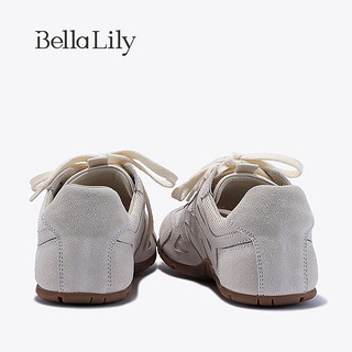 Bella Lily2024夏季潮流小众阿甘鞋女网面休闲鞋平底运动鞋子 米白 38