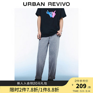 URBAN REVIVO UR2024夏季男装时尚休闲百搭洗水直筒牛仔长裤UMV840031 浅蓝 29