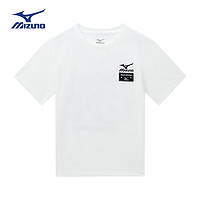 美津浓（MIZUNO）儿童短袖T恤2024夏季透气宽松休闲舒适男中大童 白色 （TX24210160） 140cm