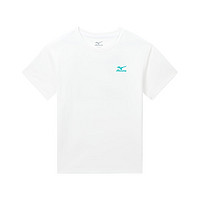 美津浓（MIZUNO）儿童短袖T恤2024夏季透气宽松休闲舒适男中大童 白色 （TX24230069） 120cm