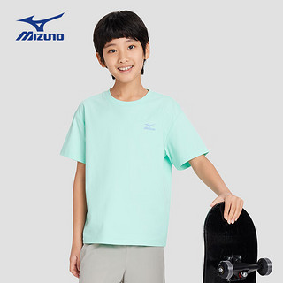 美津浓（MIZUNO）儿童短袖T恤2024夏季透气宽松休闲舒适男中大童 绿色 （TX24230069） 165cm