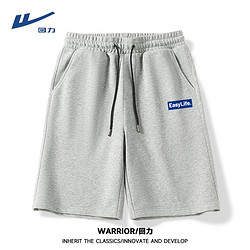 WARRIOR 回力 纯棉灰色运动短裤男士夏季外穿大码百搭ins高级感休闲五分裤