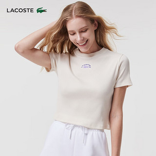 LACOSTE法国鳄鱼夏日系列女装24年夏季女士T恤圆领短袖T恤TF8172 XFJ/奶油白 38 /165