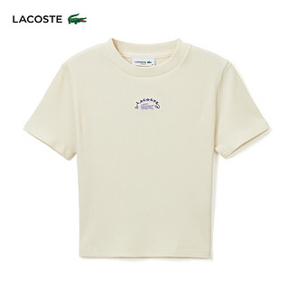 LACOSTE法国鳄鱼夏日系列女装24年夏季女士T恤圆领短袖T恤TF8172 XFJ/奶油白 38 /165