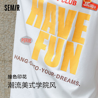 森马（Semir）短袖T恤男2024夏美式学院风装吸湿排汗撞色印花上衣 本白10101 155/76A/XXS