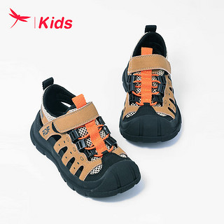 红蜻蜓儿童24夏季童鞋男童时尚运动款包头中大童凉鞋 棕色 33码 33（内长21.5脚长20.9）