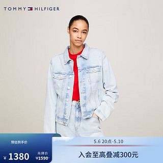 TOMMY JEANS24春夏女装美式复古后背拼色挺括牛仔外套DW0DW18331 牛仔蓝1AB XS