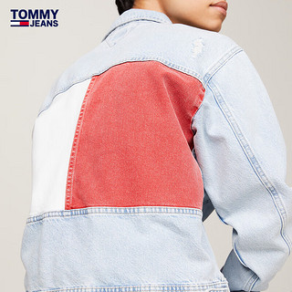 TOMMY JEANS24春夏女装美式复古后背拼色挺括牛仔外套DW0DW18331 牛仔蓝1AB XS