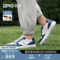 零度Zero板鞋男2024春夏季真皮透气日常百搭拼接休闲鞋轻户外板鞋 白蓝 40