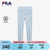 FILA斐乐童装儿童运动长裤2024夏季新款中大童女童弹力针织打底裤 满印一-ZA 1