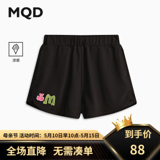 马骑顿 童装女童2024夏季针织四分裤中大儿童运动宽松短裤洋气 黑色 120cm