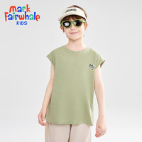 马克华菲男童无袖背心t恤2024儿童夏装男孩潮童装韩范纯棉jz 绿色 130