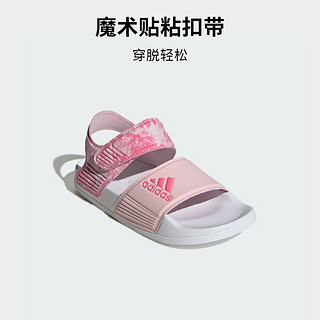 adidas ADILETTE休闲舒适魔术贴凉鞋女小童儿童阿迪达斯轻运动 清澈粉/粉/白 30.5码