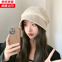 槿城显脸小渔夫帽女秋冬高级感大头围八角贝雷帽日系素颜堆堆帽子K167 米白色 均码可调节(54-59cm)