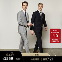 FULL MONTY羊毛西服套装男高档经典修身轻商务西装职业正装绅士春秋结婚礼服 黑色1205 48