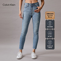 Calvin Klein Jeans24春夏女士复古破洞洗水高腰紧身弹力牛仔裤J223372 1A4-牛仔浅蓝 27