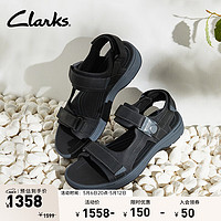 Clarks其乐索塔系列男鞋夏季魔术贴休闲缓震户外沙滩凉鞋 黑色 261769047 42