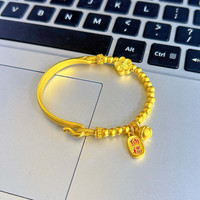 DLEO老凤凰黄金桃花手链999足金铃铛半镯半链弯管手镯 桃花铃铛纳福半镯/金重约6.8克